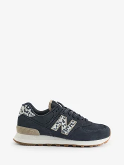 New Balance - 574 Trainers Noir/imprimé léopard