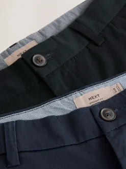 Next Noir/Marine - - Short chino extensible 2 Pack Ajustement droit Discount