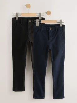 Next Noir/Marine - Lot de 2 pantalons chino skinny extensible (3-17ans) Clearance