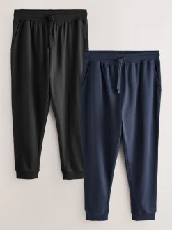 Next Noir/Marine - Ourlets resserrés - Lot de 2 pantalons de jogging ouverts Loopback Soft Touch Hot