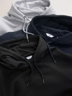 Next Noir/Marine/Gris Marl - Lot de 3 sweats à capuche en jersey Sale