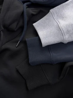 Next Noir/Marine/Gris Marl - Lot de 3 sweats à capuche en jersey Sale