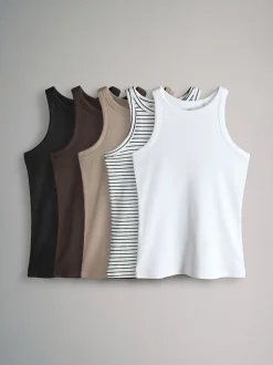 The Set Noir/marron chocolat/marron taupe/stipe/blanc - lot de 5 gilets côtelés de course Best