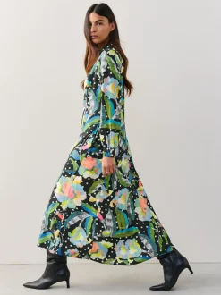 Next Noir/Multicolore Fleuri - Robe chemise mi-longue à manches longues Best