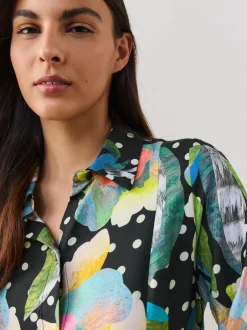 Next Noir/Multicolore Fleuri - Robe chemise mi-longue à manches longues Best