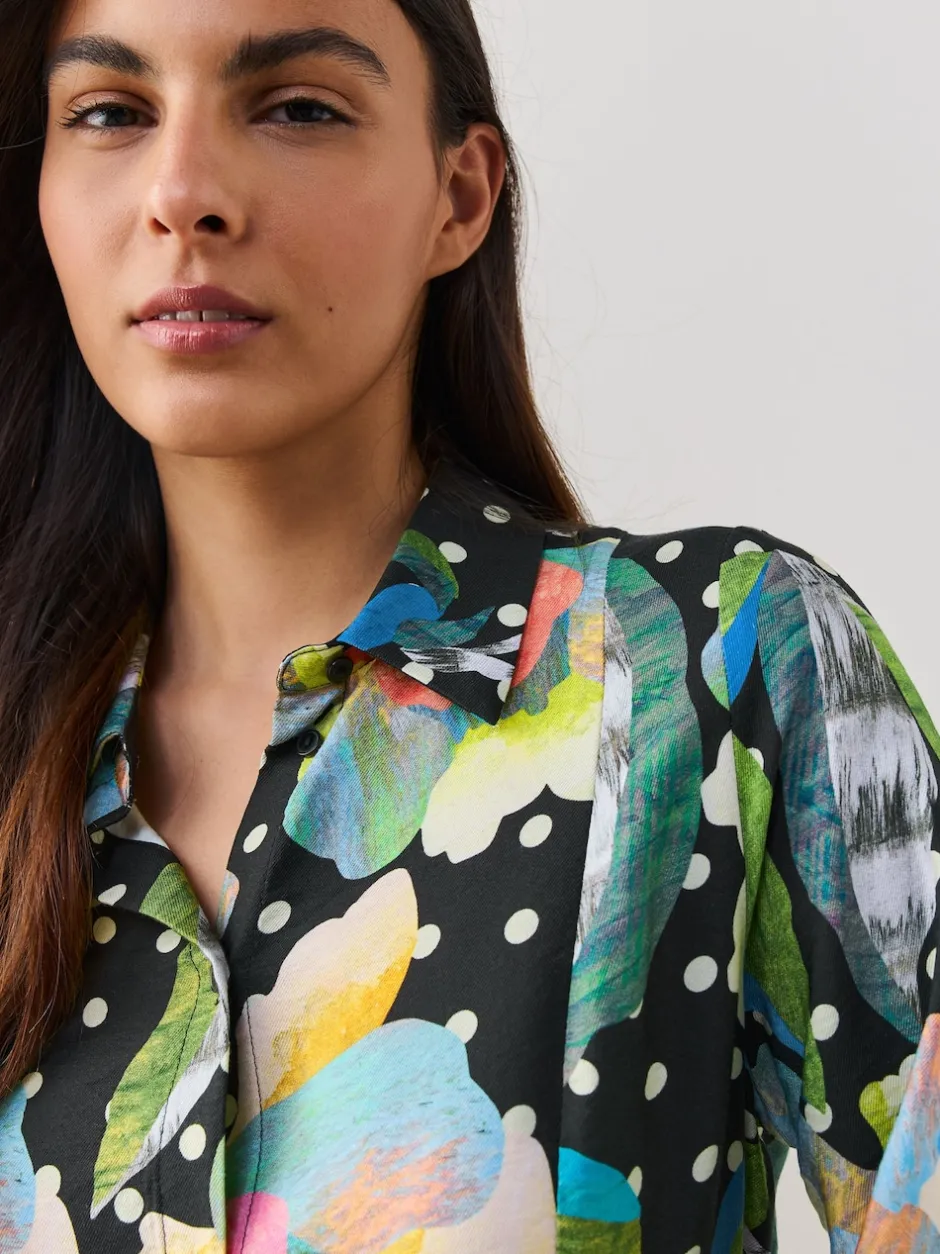 Next Noir/Multicolore Fleuri - Robe chemise mi-longue à manches longues Best