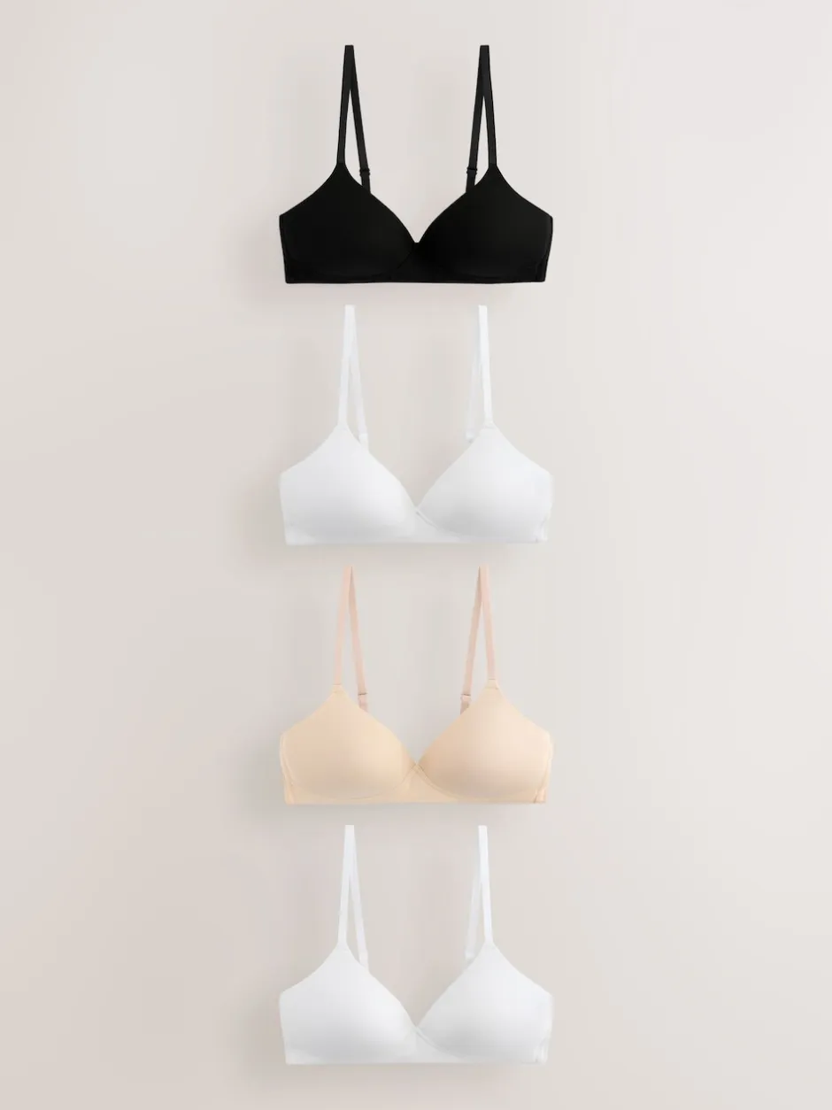 Next Noir/Noir/Blanc/Praline Nude - Lot de 4 soutiens-gorge en coton Best