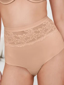 Next Noir/Nu - Culotte amincissante légère à taille haute en dentelle 2 Pack Hot