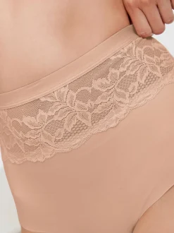 Next Noir/Nu - Culotte amincissante légère à taille haute en dentelle 2 Pack Hot