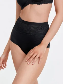 Next Noir/Nu - Culotte amincissante légère à taille haute en dentelle 2 Pack Hot