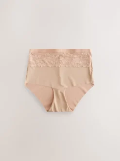 Next Noir/Nu - Culotte amincissante légère à taille haute en dentelle 2 Pack Hot