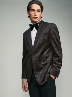 Next Noir/Or - Ajustement régulier - Blazer en velours à motifs Sale