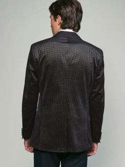 Next Noir/Or - Ajustement régulier - Blazer en velours à motifs Sale