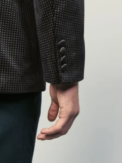 Next Noir/Or - Ajustement régulier - Blazer en velours à motifs Sale