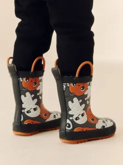 Next - Bottes de pluie à poignée Noir/Orange Halloween