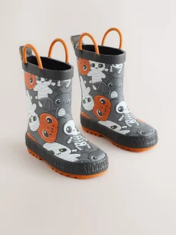 Next - Bottes de pluie à poignée Noir/Orange Halloween
