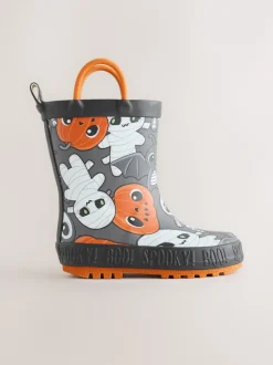 Next - Bottes de pluie à poignée Noir/Orange Halloween