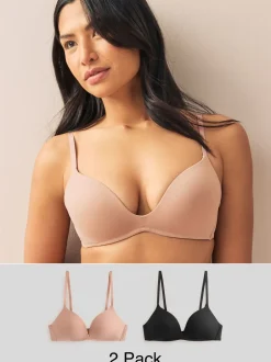 Next Noir/Praline Nude - Lot de 2 soutiens-gorge lissants sans armatures A-E push-up rembourrés Discount