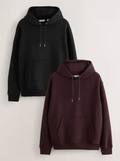 Next Noir/rouge bordeaux - Lot de 2 sweats à capuche en jersey riche en coton Online