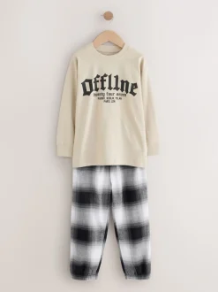 Next - Lot de 2 pyjamas en tissu à carreaux à manches longues (3-16ans) Noir/Rouge/Beige Sable Offline Best