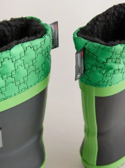 Next Noir/Vert - Bottes de pluie Minecraft à doublure chaude Clearance