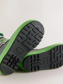 Next Noir/Vert - Bottes de pluie Minecraft à doublure chaude Clearance