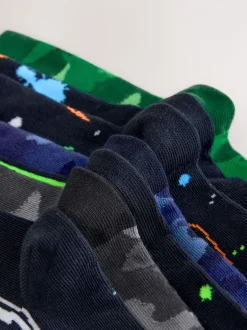 Next - Paquet de chaussettes en coton riche 7 Noir/Vert Drippy Gamer