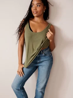 Next Noir/vert kaki - Lot de 2 gilets côtelés à bretelles et col rond Hot