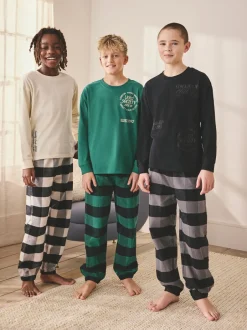 Next Noir/Vert/Blanc - Lot de 3 pyjamas tissés à carreaux (3-16ans) Best