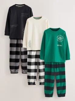 Next Noir/Vert/Blanc - Lot de 3 pyjamas tissés à carreaux (3-16ans) Best
