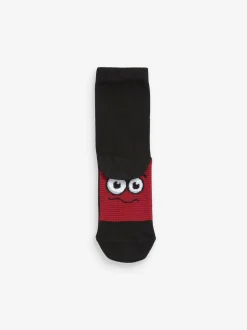 Next - Paquet de chaussettes en coton riche 7 Noir/visages lumineux Hot
