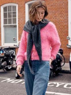 Next Néppy rose vif - Cardigan Texture duveteux à col en V Hot