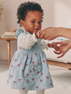 Next - Ensemble body et collants à manches longues en velours côtelé pour bébé (0mois-2ans) Nœud bleu Sale