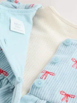 Next - Ensemble body et collants à manches longues en velours côtelé pour bébé (0mois-2ans) Nœud bleu Sale