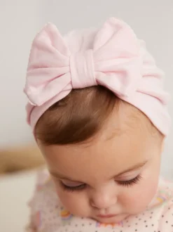 Next Nœud grandes Rose/Blanc - Lot de 2 turbans pour bébés (0-18mois) Sale