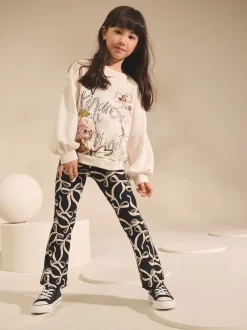 Next - Leggings évasés à côtes (3-16ans) Nœud noir/blanc Sale