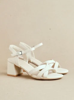 Linzi - Sandales Flair à talons avec bretelles croisées sur le devant Nude Clearance