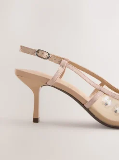 Next Nude Avec ornements - Chaussures à talons Forever Comfort® à bride arrière en maille pointue Online