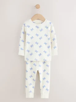 Next - Lot de 3 pyjamas Snuggle (9mois-12ans) Nœuds bleus New