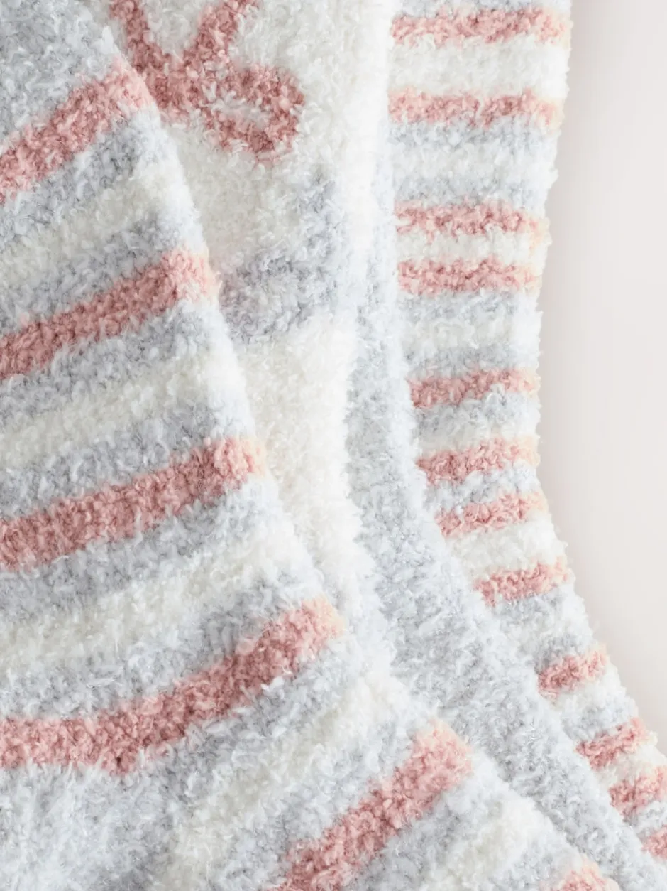 Next Nœuds rose/gris - Lot de 4 paires de chaussettes douillettes