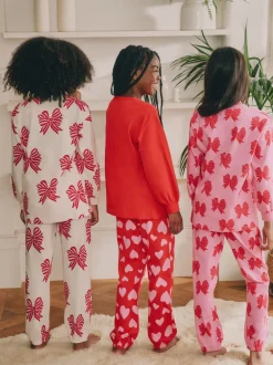 Next nœuds/coeurs rouges - Lot de 3Joggings pyjama (3-16ans) New