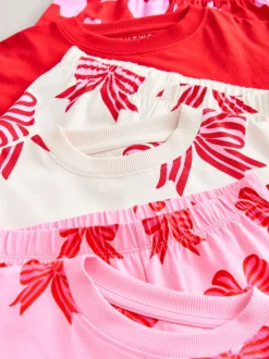 Next nœuds/coeurs rouges - Lot de 3Joggings pyjama (3-16ans) New