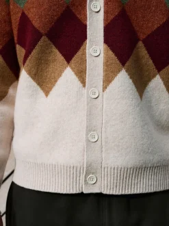 Next Oatmeal Multi - Cardigan Argyle coupe décontractée en laine Best