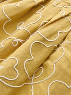 Next Ocre jaune brodé - Robe à manches d'ange (3mths-8yrs) Sale