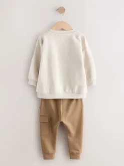 Next Off White écru - Ensemble sweat-shirt utilitaire et jogging super fin (3mths-7yrs) Sale