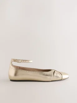 Next Or - Chaussures plates Forever Comfort® en cuir avec bride à la cheville Best