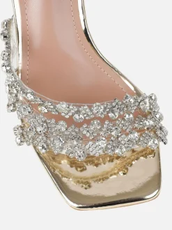 Simmi London Or - Mules à talons milieu en diamant blush Online