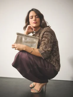 Next Or - Pochette à bouton-pression à détails scintillants Clearance