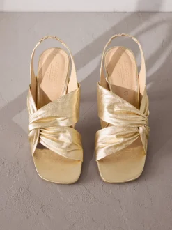 Next Or - Sandales Signature en cuir à talons torsadés haut de gamme New