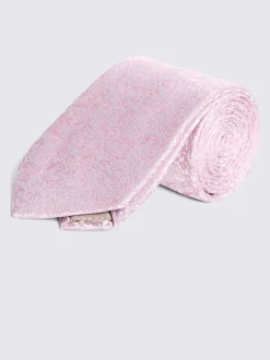 MOSS - Cravate en soie tourbillonnante Fleurie Or pâle Discount